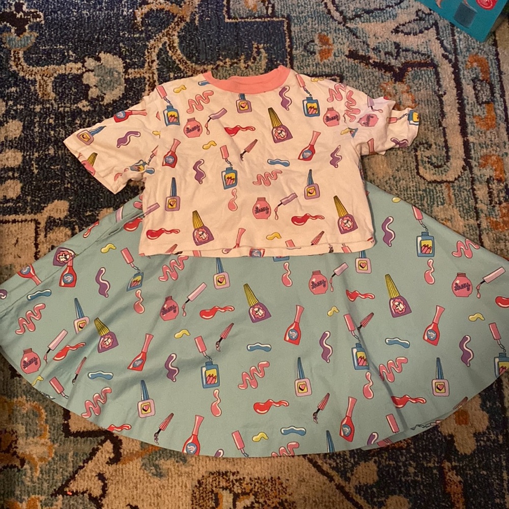 Lazy Oaf RARE Nail Polish skirt and Top Set